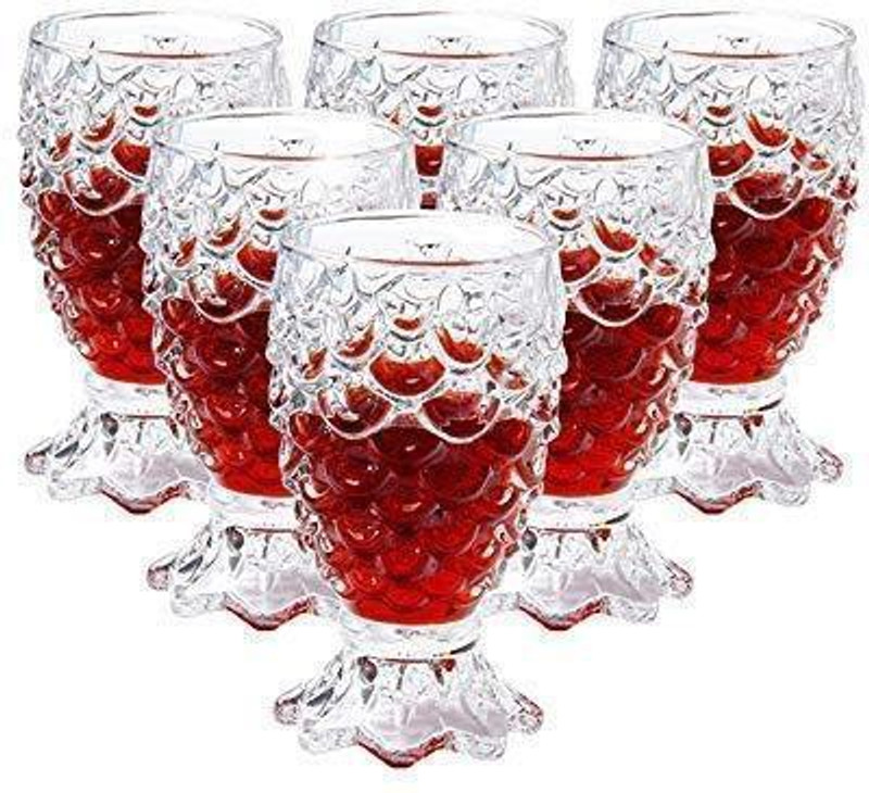 Priza Enterprise (Pack of 6) Crystal glass Pineapple Shape Whiskey Glass, Crystal Rocks Whiskey Glasses Set of 6 for Scotch, Bourbon, Vodka, Liquor (200ml) Glass Set Whisky Glass(200 ml, Glass, Clear)