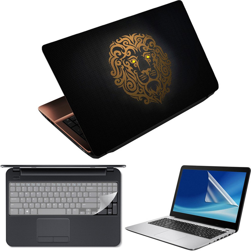 Anweshas 3 in 1 Pack of 15.6 inch Laptop Skin Decal Vinyl, Screen Guard and Silicone Keyboard Protector - Printed Ohm Namah Shivay Combo Set(Multicolor)