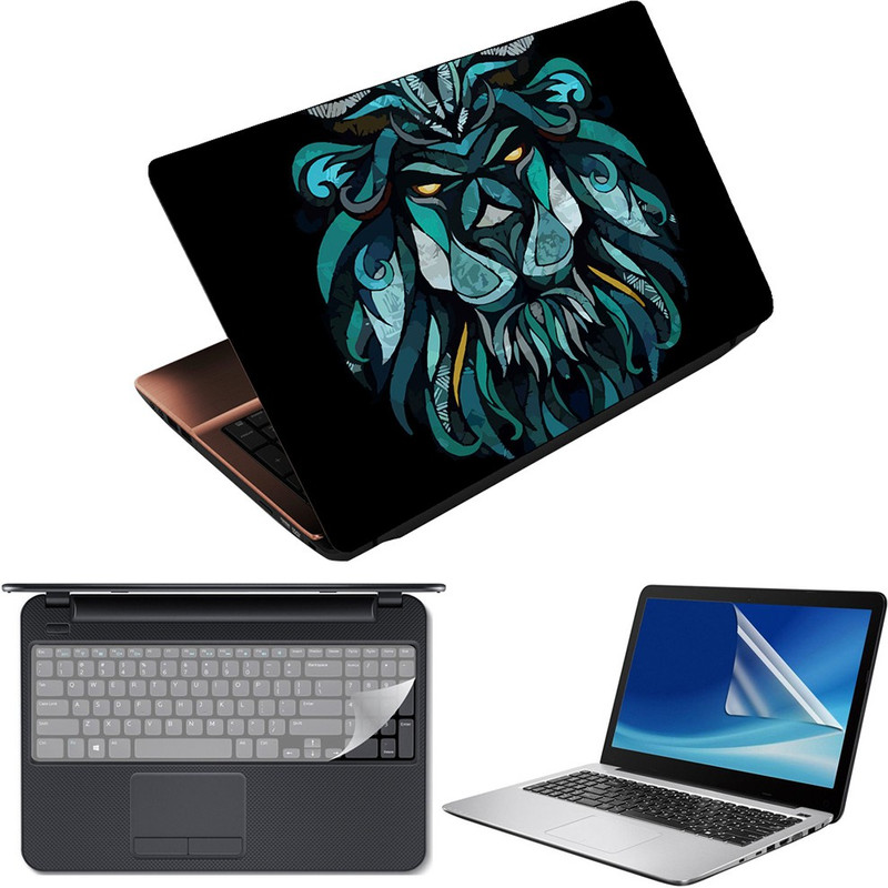 Finest 3 in 1 Laptop Skin Decal Vinyl Pack 15.6 inch with Screen Guard and Silicone Keyboard Protector - Printed Cartoon Collage Combo Set(Multicolor)
