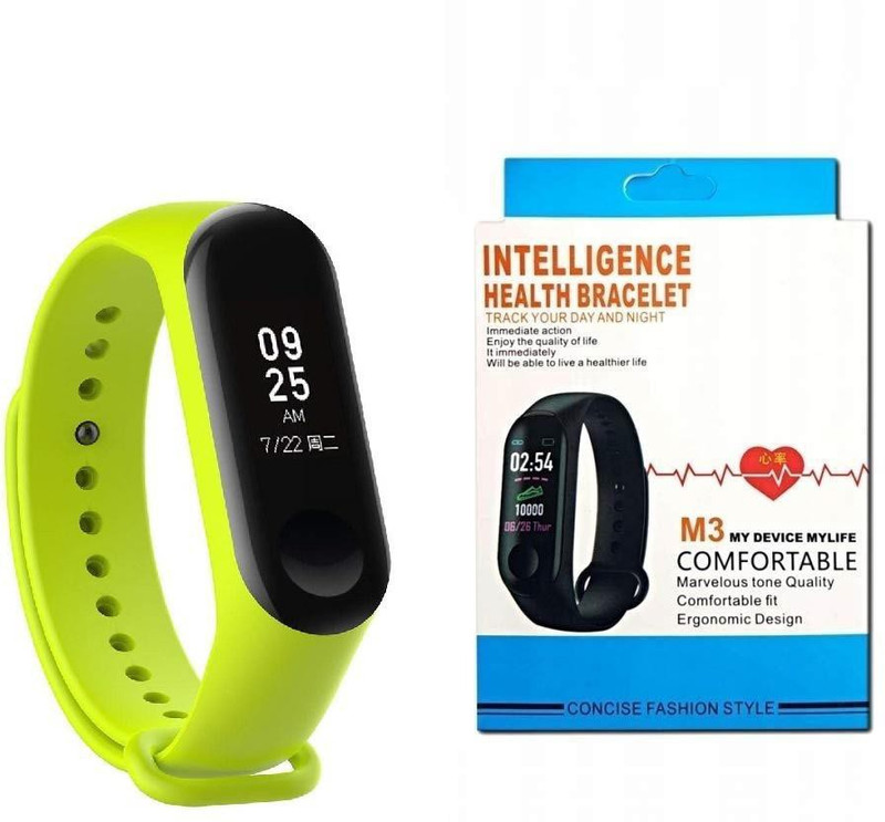 Body Safe M3 Splash Proof OLED Fitness Bluetooth(Green Strap, Size : Free)