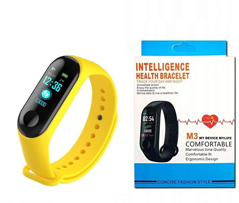 Body Safe M3 Wrist Band Heart Health Moniter(Yellow Strap, Size : Free)