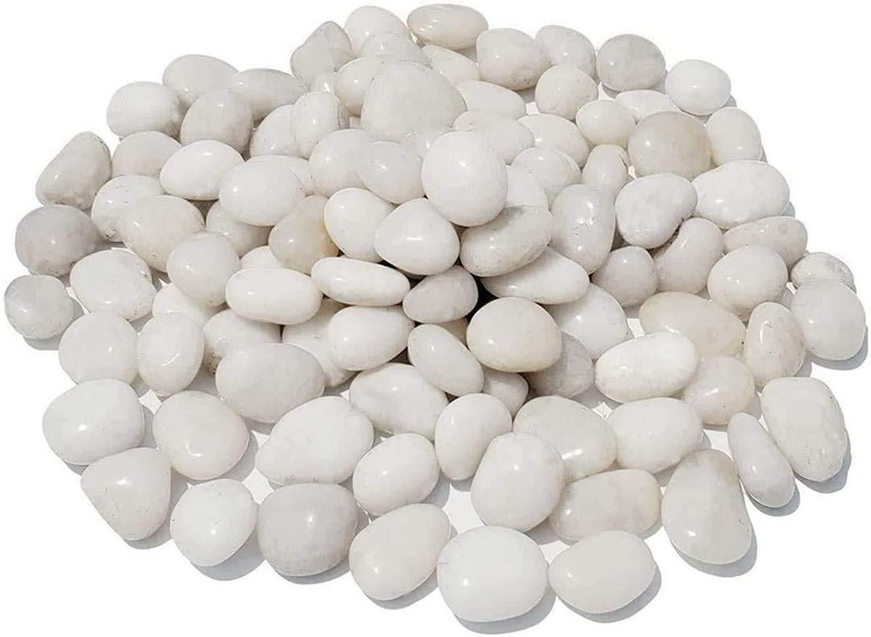 Nitishree Polished Round Glossy White Pebble Stones for Home Decoration (Small Size Stones) - 1 kg Gravel Planted Substrate(White, 1 kg)