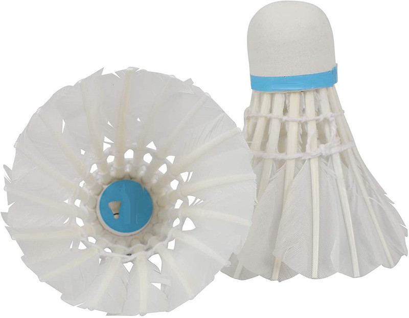 Spocco ®Hand-Crafted Duck Feather Shuttlecocks High Speed Badminton Feather Shuttle - White(Medium, 77, Pack of 6)