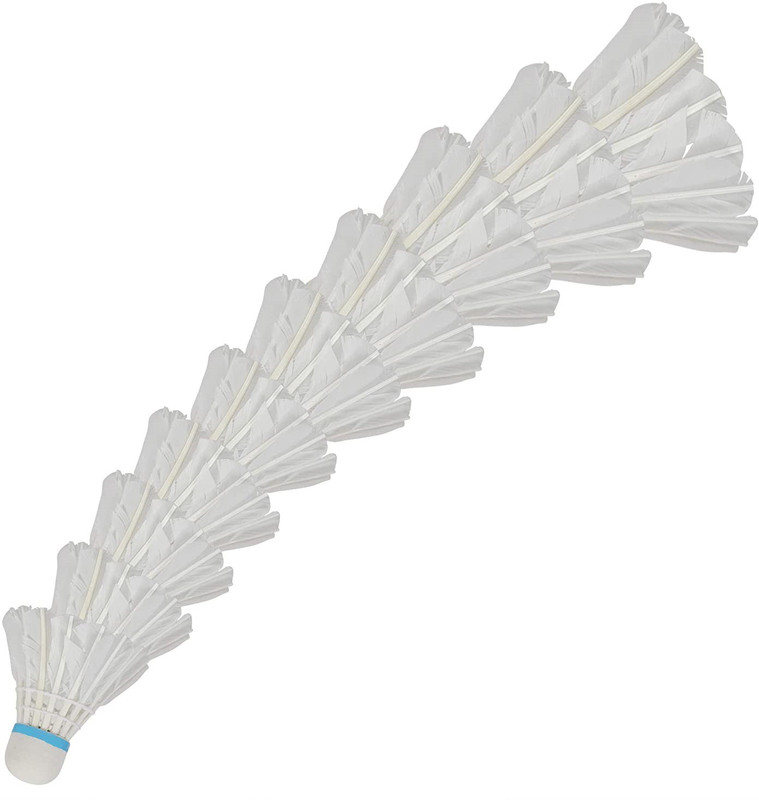 GS SPORTS Hand-Crafted Feather Shuttlecocks Pack of 10 Units Feather Shuttle - White(Fast, 79, Pack of 10)