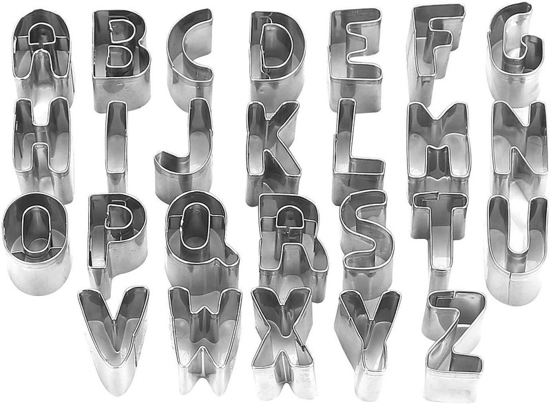 JAMBOREE Alphabet Cookie Cutters A-Z Set of 26 Plain Edge Stainless Steel Non-Stick DIY Biscuit Mold Cookie Cutter(Pack of 26)
