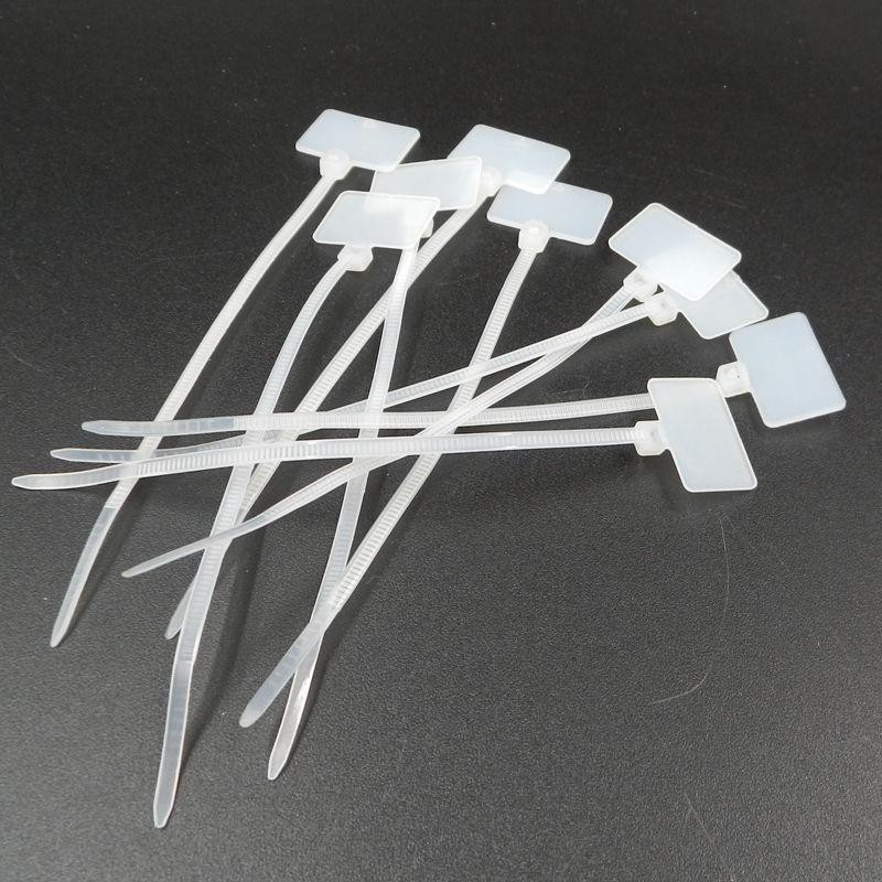 uptodatetools 100pcs Easy Mark 8" 200mm Nylon Cable Ties tag labels Plastic loop Ties markers Cable Tag self-locking Zip Ties Nylon Flexible Straps Cable Tie(White Pack of 100)