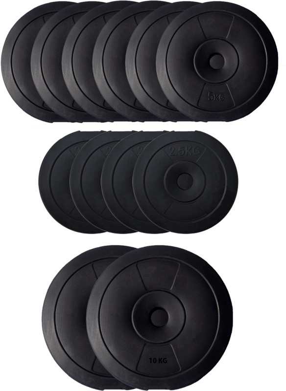 STARX 50 kg 50KG PVC Sand Filled Weight Plates (5KG x 6 Plates, 10KG x 2 Plates - 50KG) Home Gym Combo