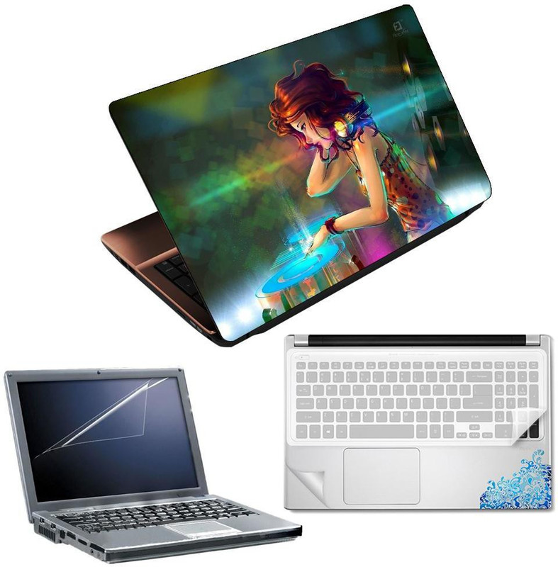 FineArts Lion Face Center 3 in 1 Laptop Skin Pack With Screen Guard & Key Protector Combo Set(Multicolor)