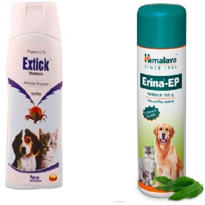 Extick 200 ml Shampoo with Powder 150 gm both cats & Dogs Pet Spa Kit
