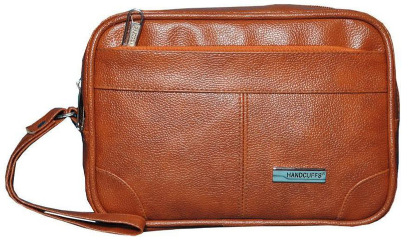 HANDCUFFS leather side bag for men 11 inch (brown) Cosmetic Bag