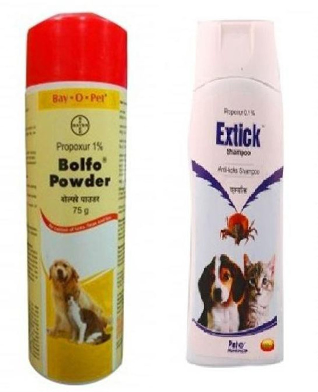 Bayer Bolfo Tick And Flea Control Shampoo & Powder for Dogs And Cats Pet Spa Kit