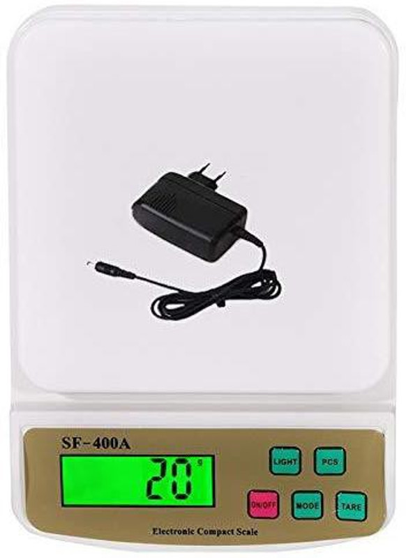 RTB Electronic Kitchen Digital Weighing Scale with Tare Function with Adaptor (10 Kg-SF 400A) - White Kitchen scale,Food weighing scale for baking. Weighing Scale(White)