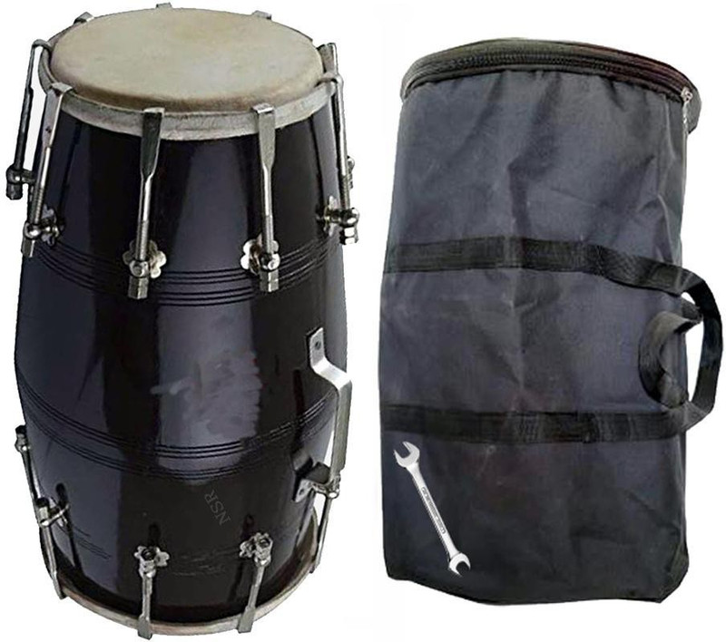 RR Musical Best Quality Dholak 005 Nut & Bolts Dholak(Black)