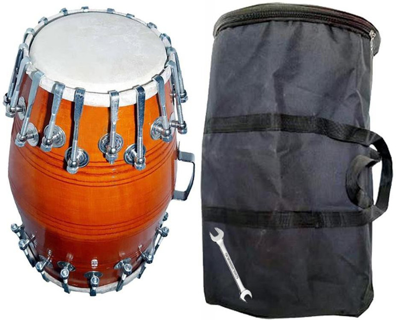 NSR Traders BEST QUALITY DHOLAK WITH BAG AND KEY 08 Nut & Bolts Dholak(Orange)