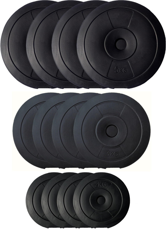 STARX 40 kg PVC 40KG Weight Plates (5KG x 4 Plates, 3KG x 4 Plates, 2KG x 4 Plates - 40KG) Home Gym Combo