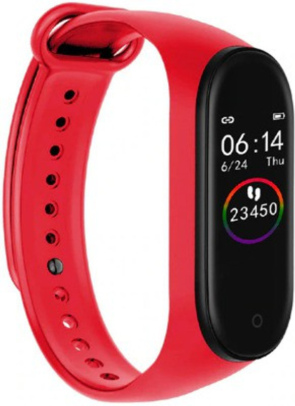 Body Safe M4 Smart Wristband (Red)(Red Strap, Size : Free)