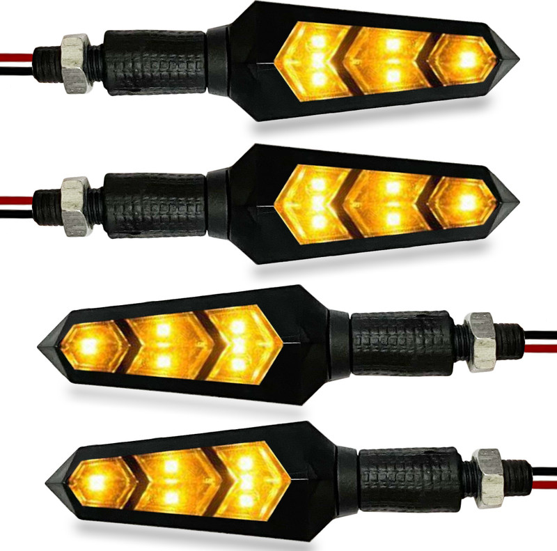 Autofledge Front, Rear, Side LED Indicator Light for Bajaj, Bullet, Datsun, Hero, Honda, KTM, Kawasaki, Royal Enfield, TVS, Universal For Bike, Yamaha 3 Series, 4 Series, 5 Series, 6 Series(Yellow, Blue)