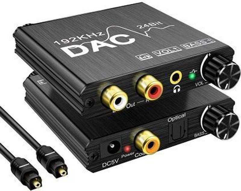 Tobo Digital to Analog Audio Converter Optical SPDIF 192Khz 24Bit Stereo Extractor DAC Amplifier Optical Fiber Audio Adapter Metal Converter Coaxial Toslink 3.5mm Jack PS4 DVD TV Home Cinema 5 W AV Control Amplifier(Black)