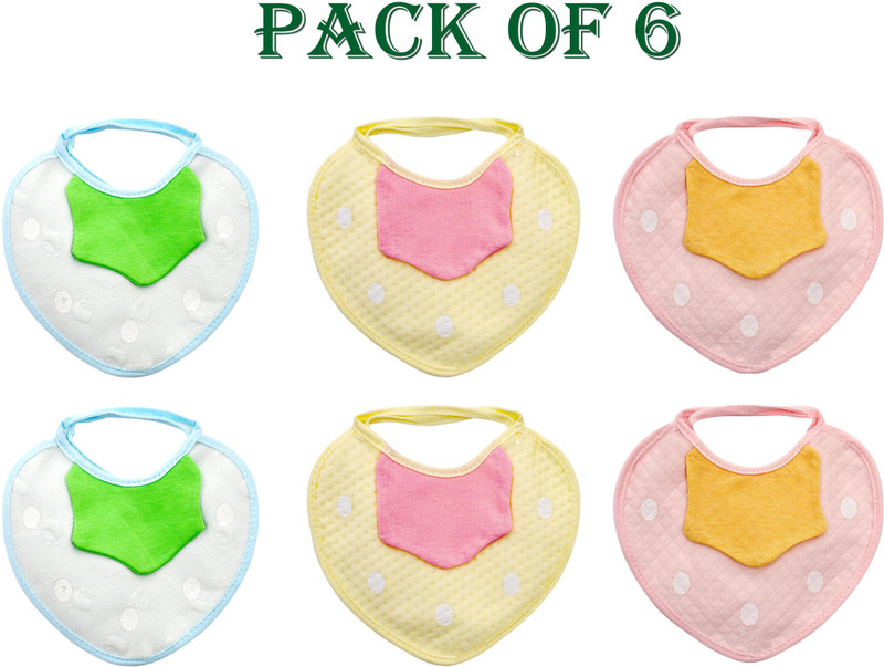The Little Lookers Baby Strawberry Shaped Bibs with Handkerchief|with Tying Robes| in Pink, Lemon, Blue Colors (Bib Strawberry, Pack of 6(Pink, Blue, Lemon)