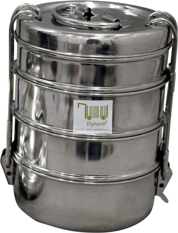 Dynore Stainless steel Clip Tiffin for Compartment 4 Containers Stainless Steel Office Lunch Box(1750 ml)