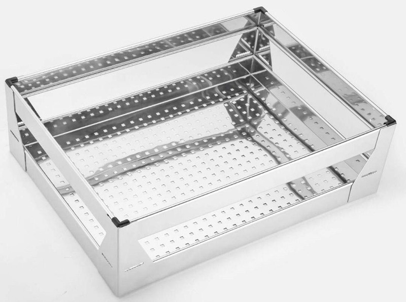 Winstar Stainless Steel High Grade Stainless Steel Perforated Sheet Kitchen Plain Multipurpose Basket | Premier Series Kitchen Organizer | Modular Kitchen Cabinet (21x20x6 Inches) | Storage Basket(Pack of 1)