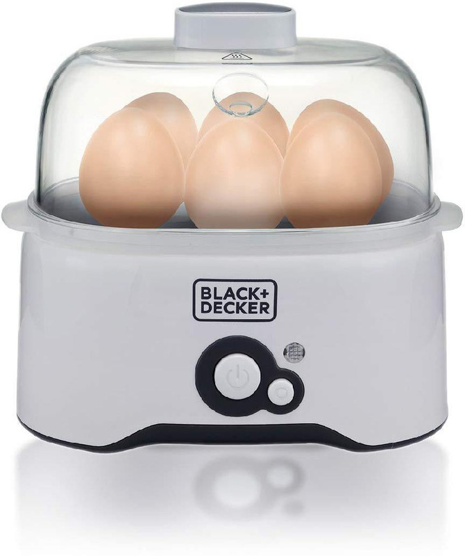 BLACK+DECKER BXEG2801IN 280 Watt Egg Cooker with 6 Eggs Capacity and 2 Poaching Pans, Cup with Pricker (White) Egg Cooker(White, 6 Eggs)