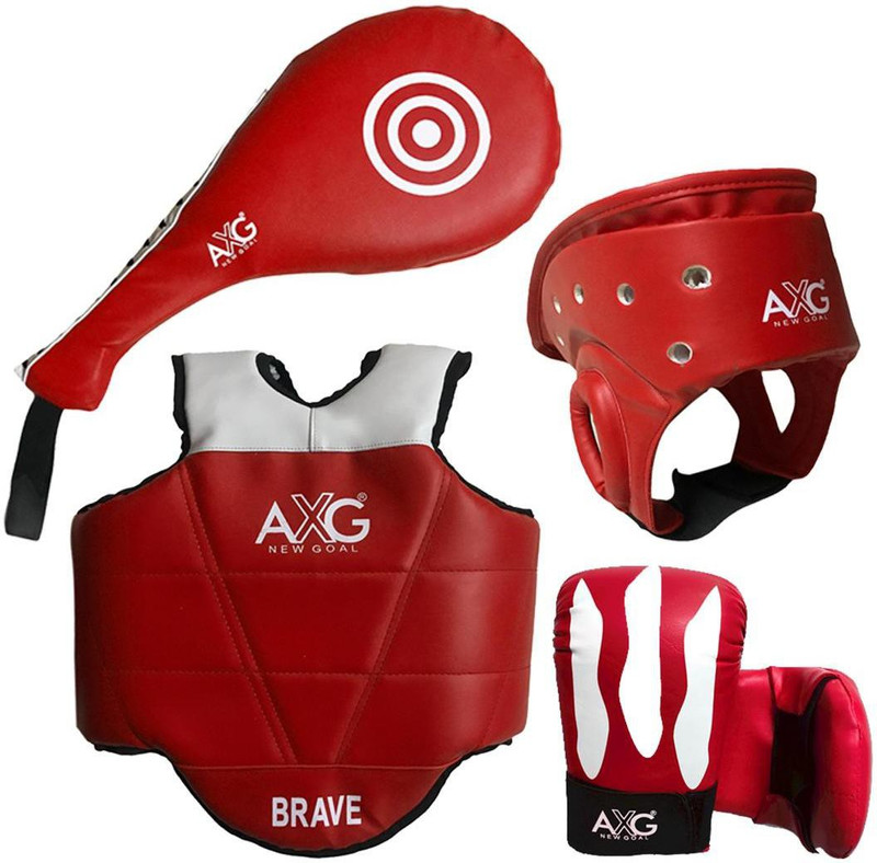 AXG NEW GOAL Taekwondo Equipment Kit (Focus Pad double With Gloves Finger Out) For MMA Kick Boxing And Other Martial Arts (Medium) Boxing Kit