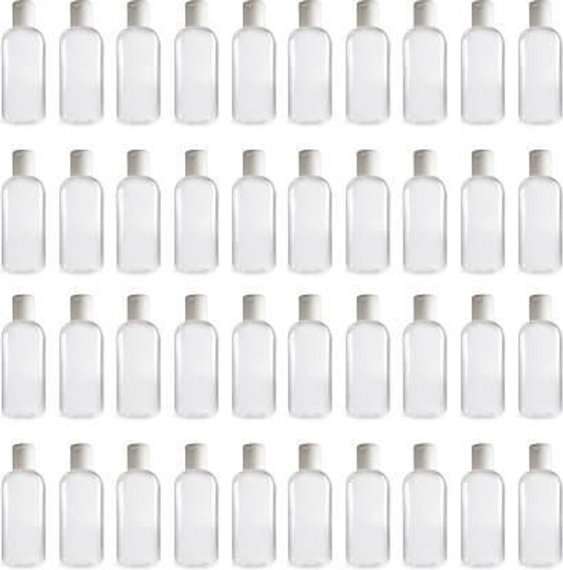 dinojames 100ml Empty Bottle for Hair Oil, Sanitizer, Shampoo, Face Wash 100ml Bottle 100 ml Plastic Bottle(Pack of 40, Clear)