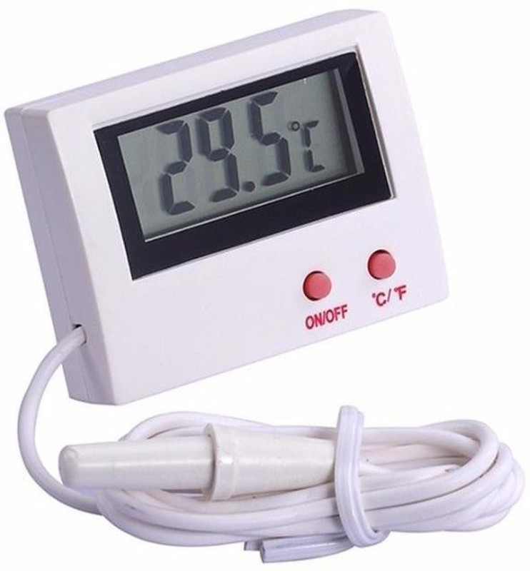 GoodsBazaar HT-5 Mini Temperature Meter with External Sensor Probe Electronic Display Digital Fridge Thermometer Electronic Temperature Meter with External Sensor Probe Aquarium Thermometer Pin-Type Digital Moisture Measurer(150 mm)