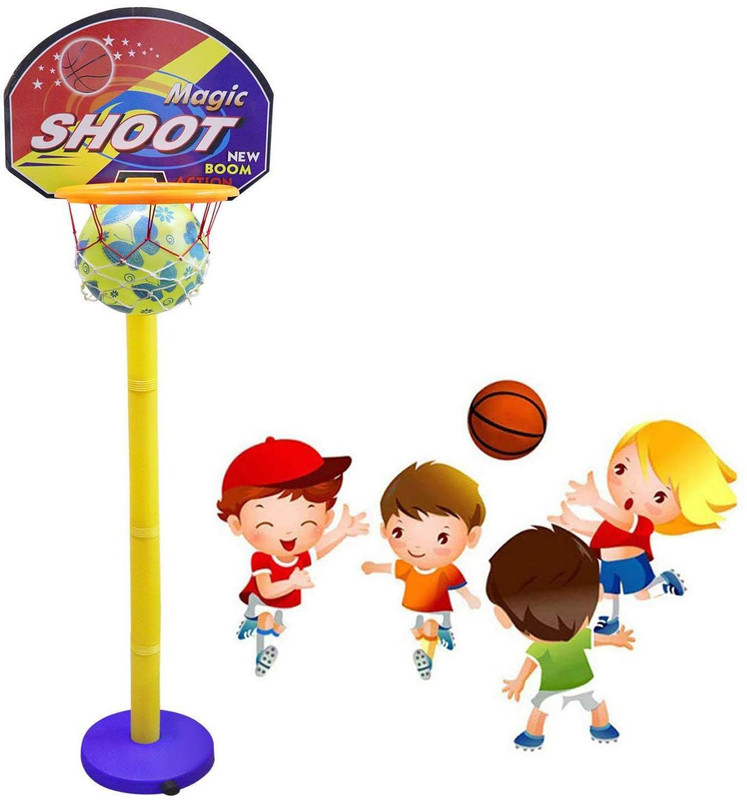 Synlark Adjustable Basket Ball Kit with Hanging Board Stand for Kids (Multi-Color) Frisbie & Boomerang