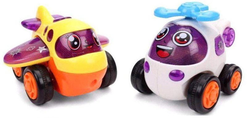 K A Enterprises 2 Unbreakable Friction Powered Helicopter, Airplane, Toy Vehicle Set Baby Toy Push and Go, Gift for Kids,Birthday (2 PCS)(Multicolor, Pack of: 2)