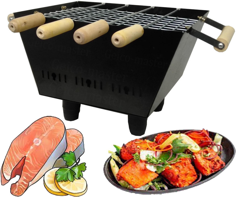 Geico master G-52387MiniPortableBarbequeGrillwith4Skewers(Black) Charcoal Grill
