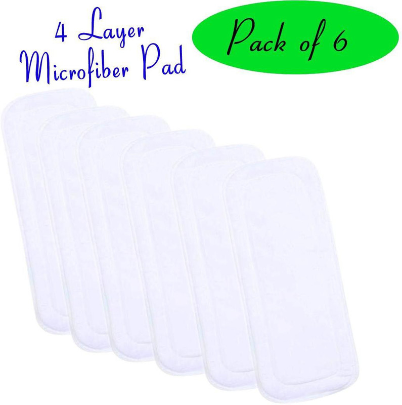 The Little Lookers 4 Layer Nappy Cloth Liners Washable & Reusable Microfiber Diaper Insert Pads for Babies/Infants/Children/Toddlers (White, Pack Of 6)
