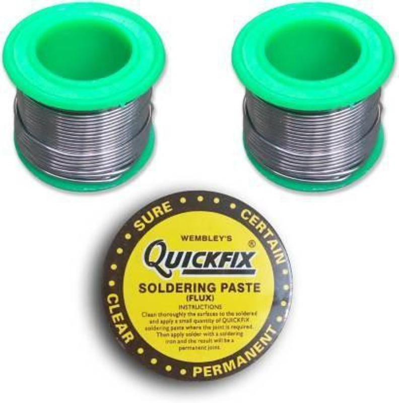 IKIS Engineer Choice Electronic Soldering wire 50 Grams Reel Solder (Pack of 2) + 15gm Flux (Pack of 1) 25 W Simple(Round Tip)