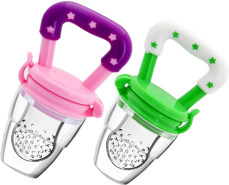 Kidsify Nibbler, Soother for Babies | Pacifier for New Born Baby | Silicone Fruit and Juice Feeder Kids Nipple Pacifier for Fruit Vegetable BPA Free (Pack of 2) Soother(Pink, Green)
