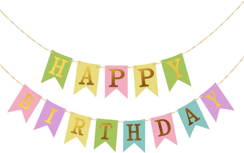 PARTY MIDLINKERZ Happy Birthday Banner Bunting Flag / Banner for Birthday Reception / Birthday Decoration Material - Multicolor Banner (4 ft, Pack of 1) Banner(4 ft, Pack of 2)