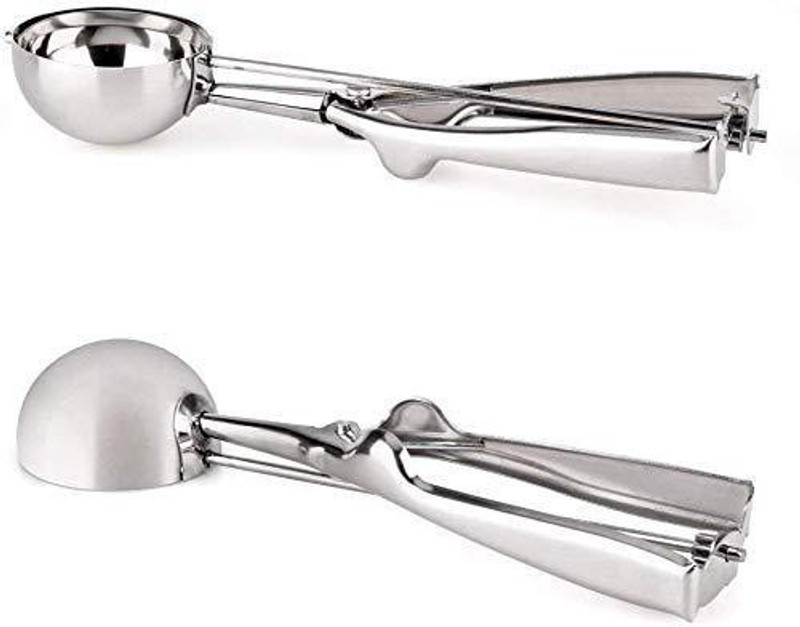 PGK TRADERS Stainless steel spoon kitchen ice cream mashed potatoes watermelon jelly yogurt cookies spring handle scoop kitchen accessories (PACK OF 2) Kitchen Scoop