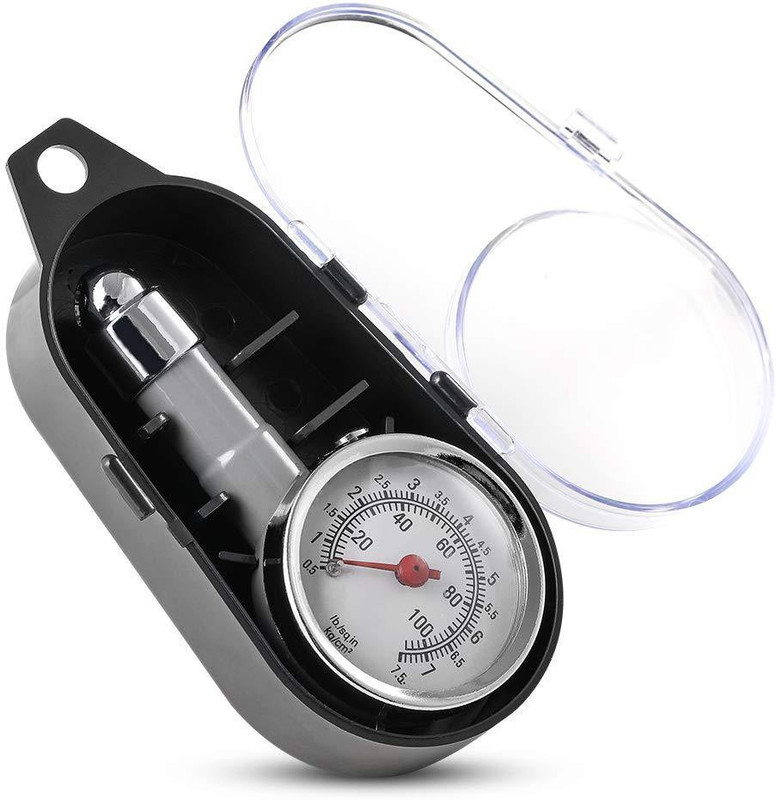 Campark Analog Tire Pressure Gauge Small Tire Pressure Gauge, Accurate Mechanical Zinc Alloy Air Gage, Single Chuck Dial Wheel Pressure Tester for Motorcycle Bike Car RV Bicycle , 10-100PSI(10 TO 100 PSI)