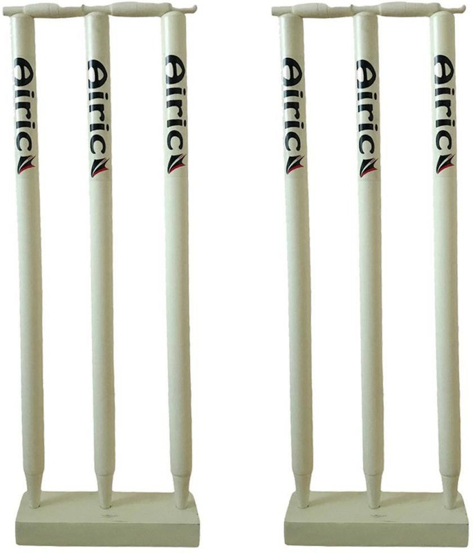 Airic Wooden Wicket Set With Bails And Wooden Base (27 Inches) Pack Of 6(White)