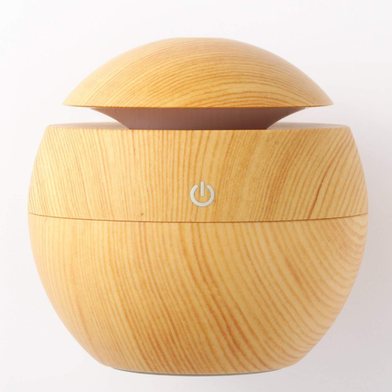 VVG TRADERS Room Wood Humidifire Air Round Electric USB Mini Humidifier Aroma Oil Diffuser Humidifier Office Decor Ultrasonic Cool Mist Humidifier with Wood Grain Design for Office Room Portable Room Air Purifier (Brown) Humidifier
