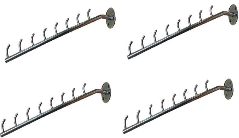 Q1 Beads 8 pin Hook Wall drope Hanger for Cloth & Multipurpose- Metal Pack of 4 - Stainless Steel Clothes Hanger Heavy Duty Drying Rack Wall Mount with Hardware Fitting Hook Rail 8(Pack of 4)