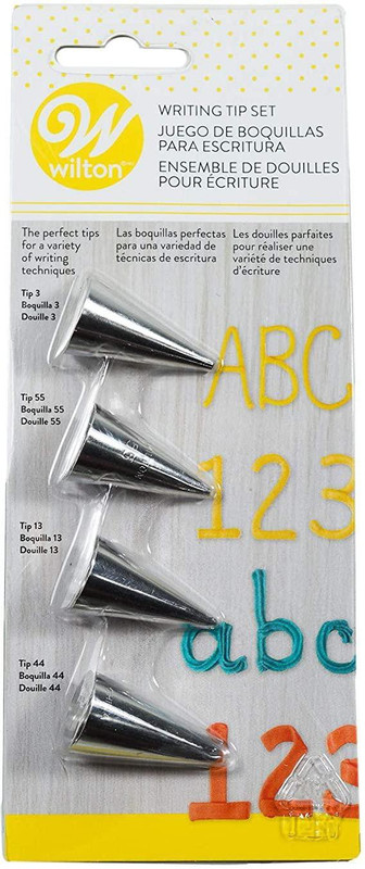 WILTON Writing Tip Set (Nozzles), 4pcs Steel Round Icing Nozzle(Silver Pack of 4)