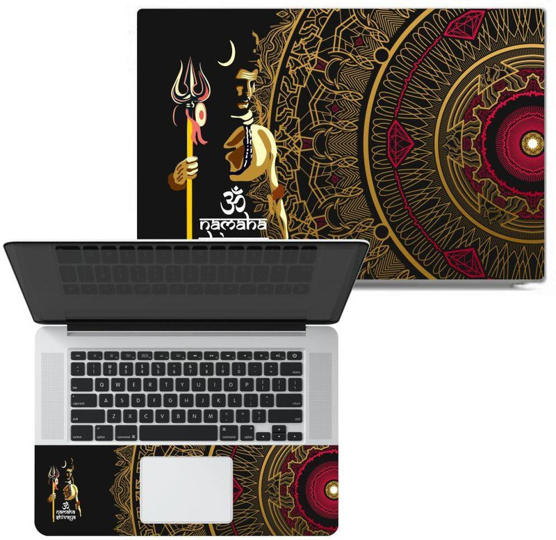 Finest Techfit Brain Left Right Blue Full Panel Laptop Skins Upto 15.6 inch - No Residue, Bubble Free - Removable HD Quality Printed Vinyl/Sticker/Cover for Dell-Lenovo-Acer-HP - Lord Shiva Brown Spiral Combo Set(Multicolor)