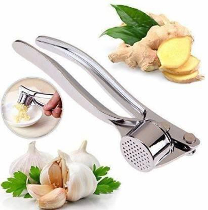 GadgetsDsk Stainless Steel Garlic Press Crusher Squeeze Press Ginger (Pack 1) Garlic Press(Silver)
