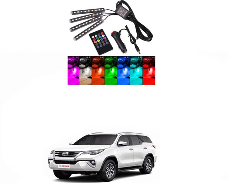 APICAL Atmosphere Lights Car LED Strip Light 4pcs 48 LED DC 12V Multicolor Music Car Interior Light LED Under Dash Lighting Kit with Sound Active Function and Wireless Remote Control Car Dashboard Lights (Multicolor)175 Dash Light Car LED for Toyota (12 V, 75 W)(Fortuner)