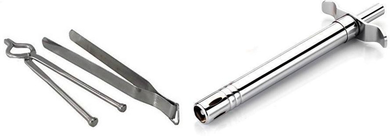 A2SK High Quality lighter chimta pakkad set 17 cm Roasting, Utility Tong Set(Pack of 3)
