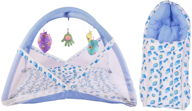 Toddylon Baby Mosquito Net Bed And Sleeping Bag Standard Crib(Fabric, Blue)
