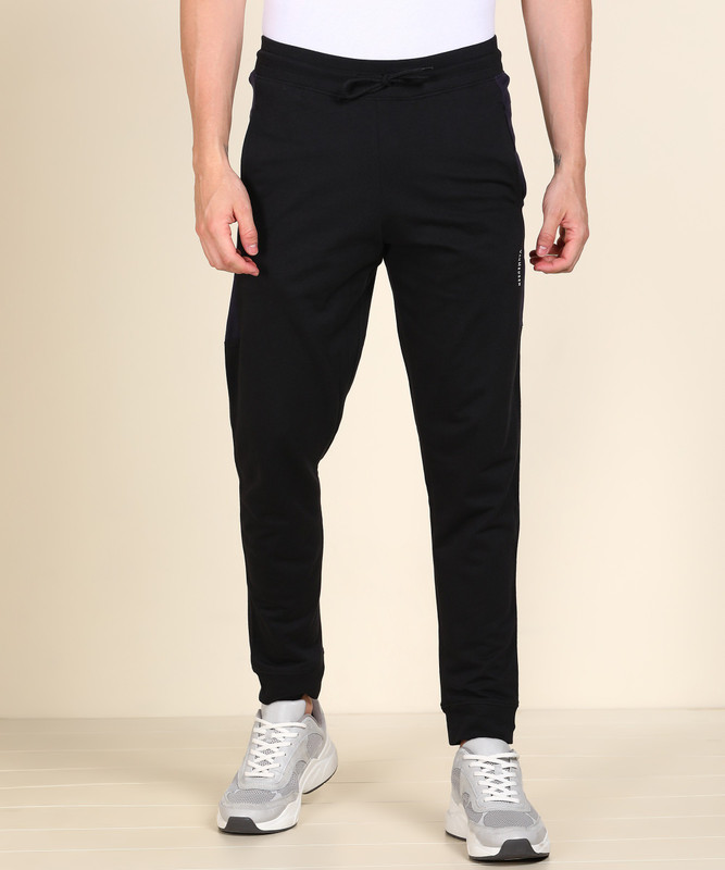 VAN HEUSEN Solid Men Black Track Pants VAN HEUSEN Solid Men Black Track Pants