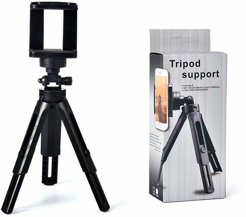 Ancestors 360 Degree Rotation Mini Tripod Support Stand for DSLR and Smartphones - Foldable Shockproof Lightweight Bracket for Mobile Phones/DSLRs Tripod(Black, Supports Up to 700 g)