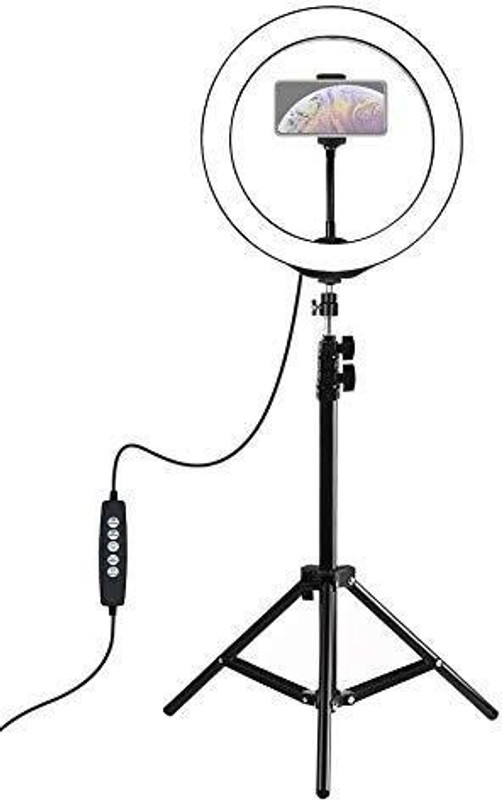 Webilla Foldable Tripod with Remote, Dimmable 3-Modes LED Ring Light with Tabletop Stand with Ball-Head for Making up, Tiktok Videos Ring Flash(White)